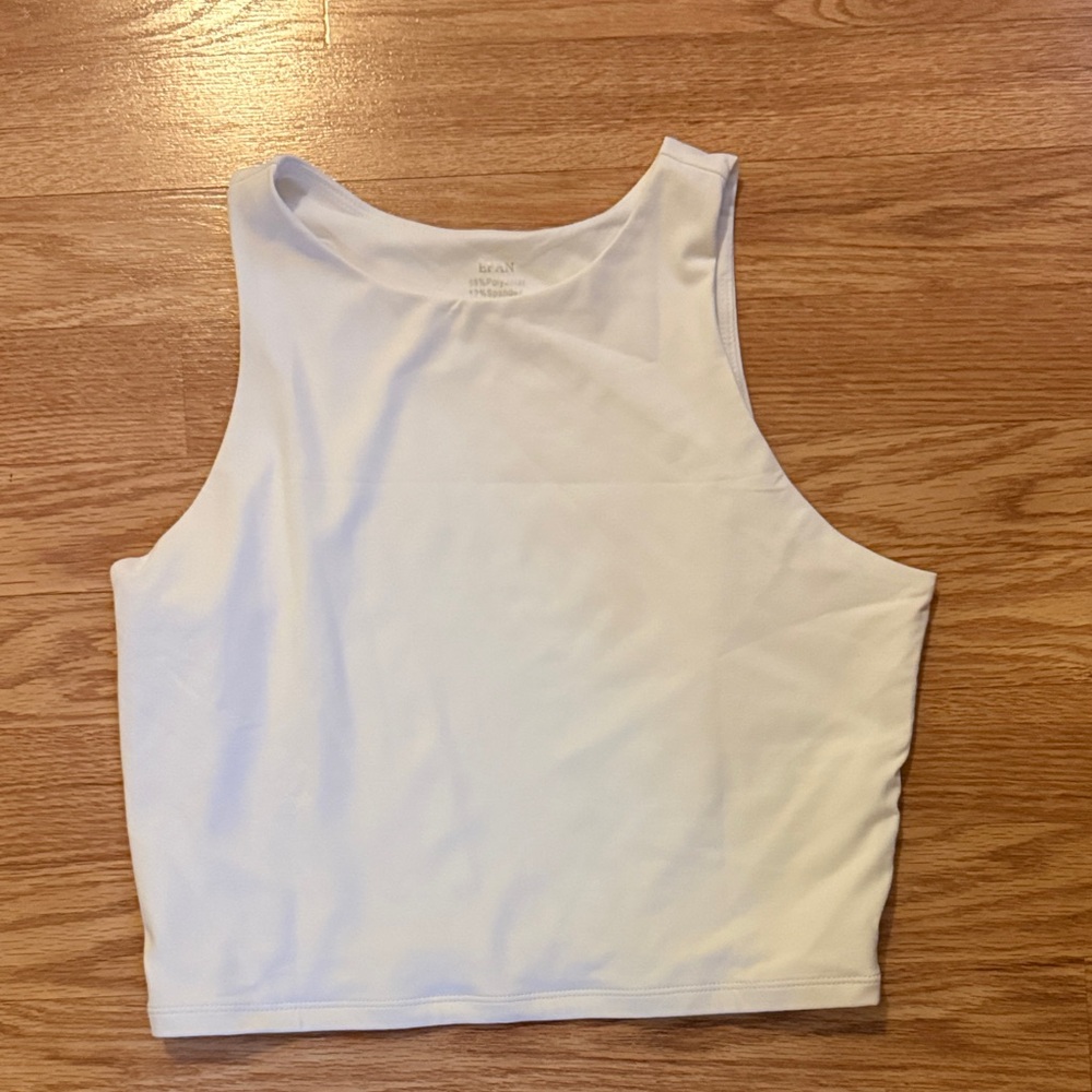 Women's White Sleeveless Double Lined Cropped Tank Top